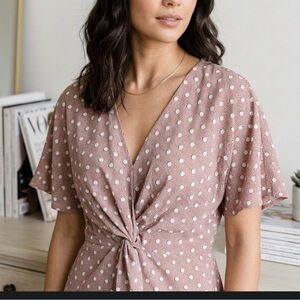 🌸3/$10🌸Polka Dot Wrap Blouse - Pink